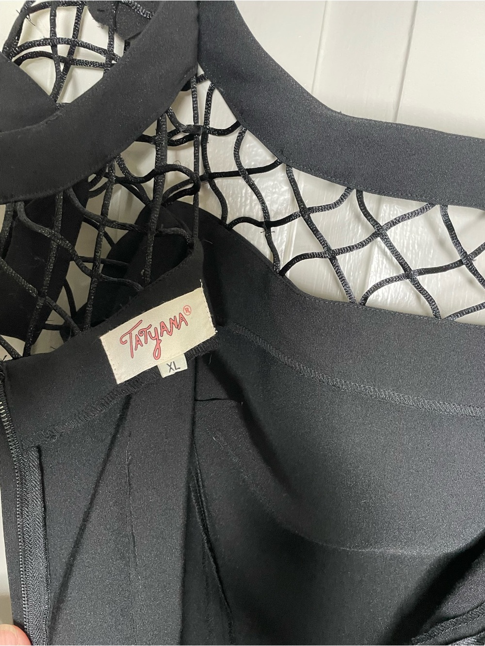 Tatyana Black Mesh Yoke Midi Sheath Dress - Picture 3 of 3